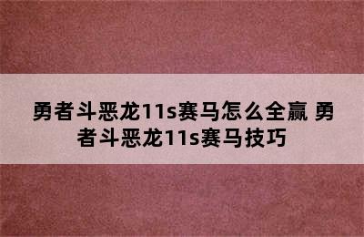 勇者斗恶龙11s赛马怎么全赢 勇者斗恶龙11s赛马技巧